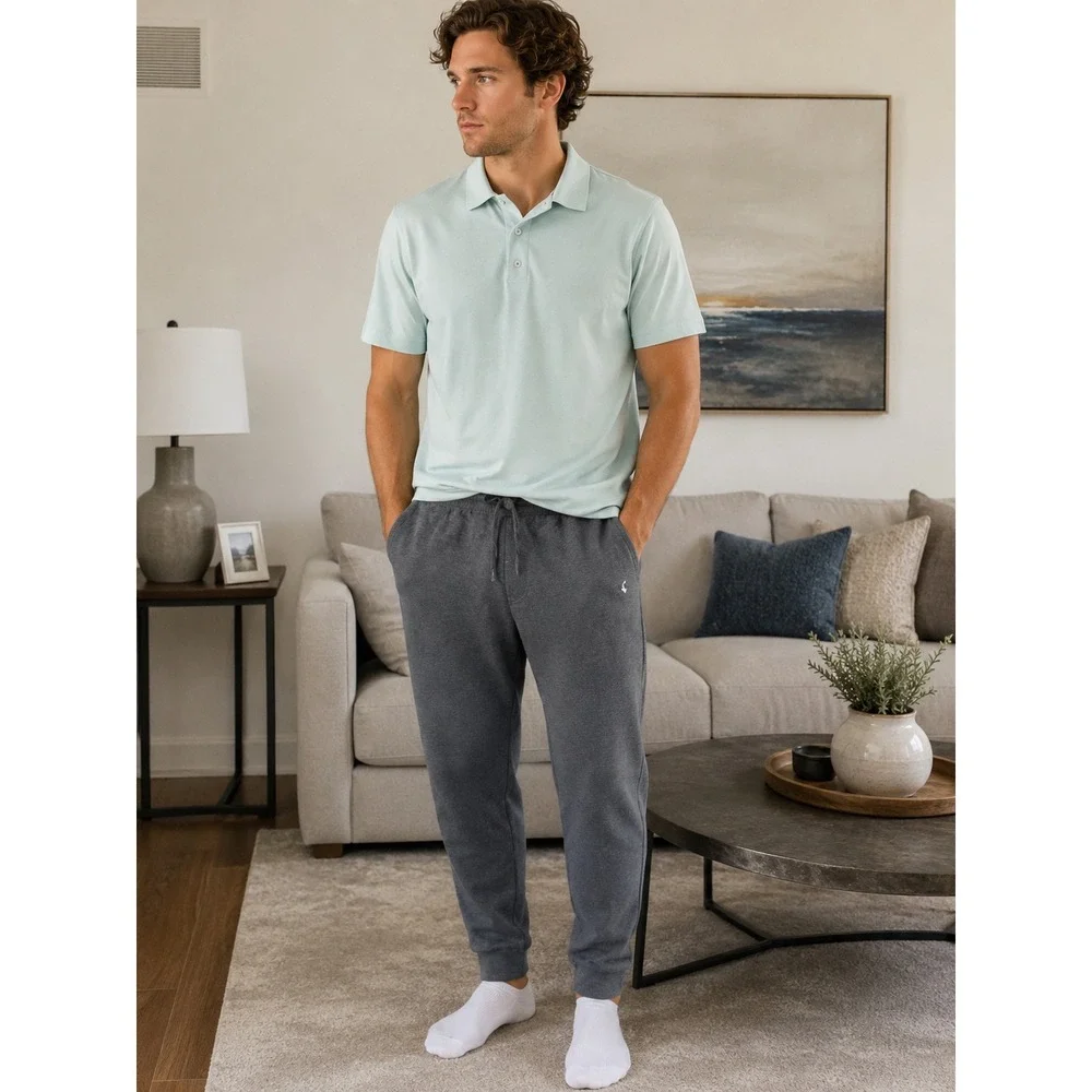 Polo Ralph Lauren Mens Gray Waffle Knit Jogger Sweatpants Size Medium M lounge